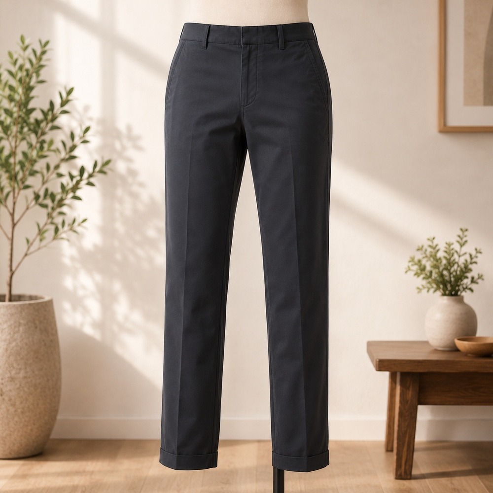 NWT CUPSHE Chino Pants Womens 27 Black Straight Leg Casual Trousers